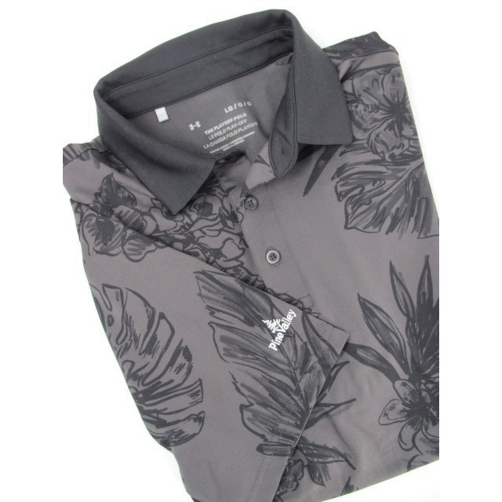 Under Armour Shirt Mens Medium Gray Floral Playoff Polo Performance